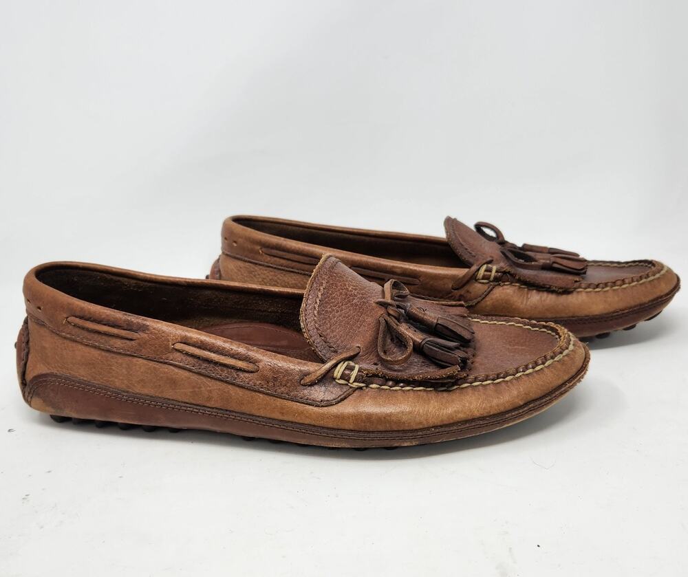 Cable & Co. Vintage Brown Leather Woven Tassels Brazil Slip On Loafers 11 D